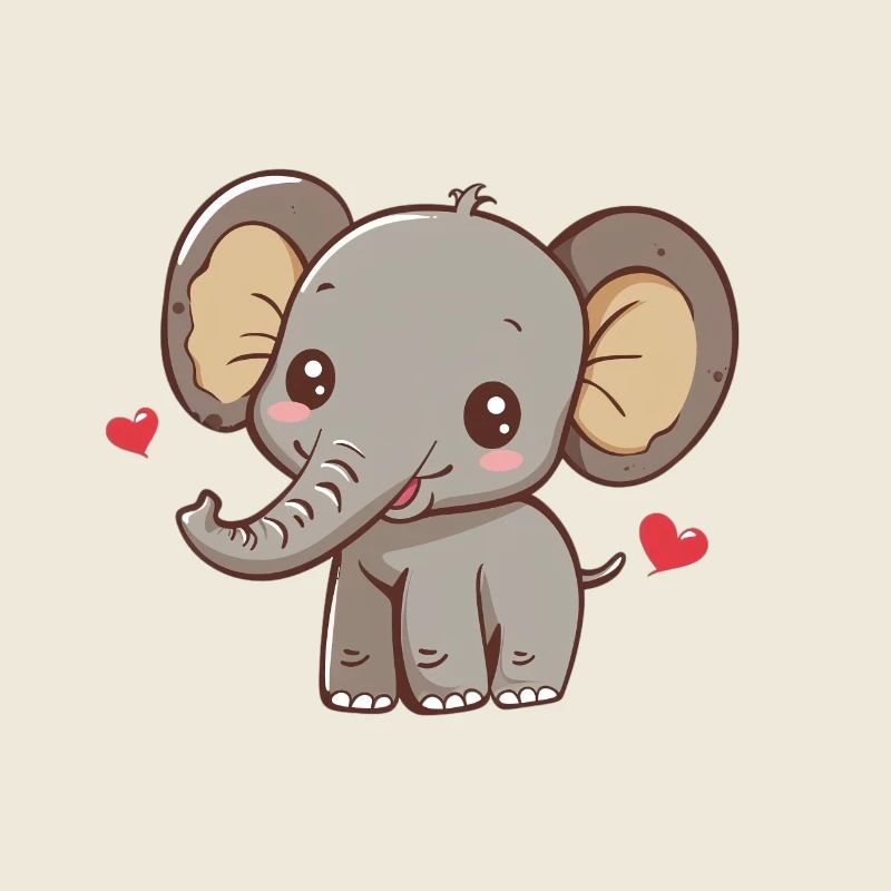 Cute elephant with hearts
