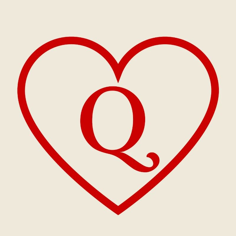 Buchstabe q rotes Herz