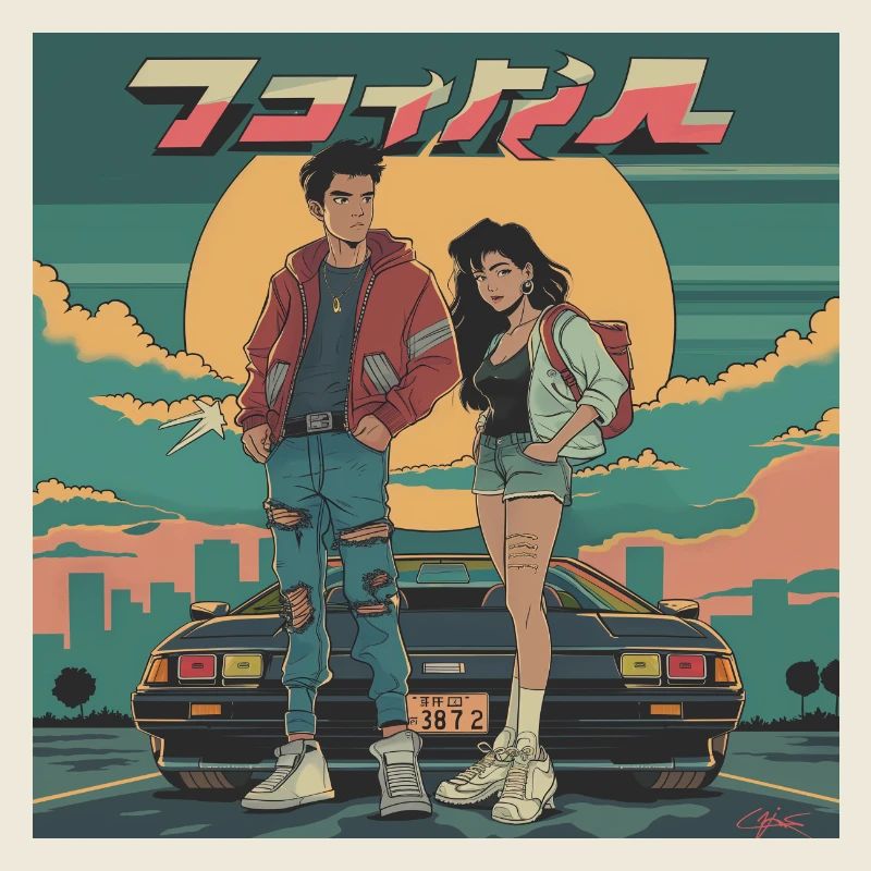 Anime Teens Années 80 Calmant Impression de mode de haute qualité