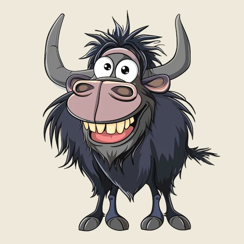 Yak joyeux avec de grandes cornes