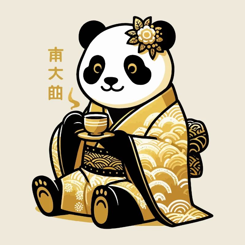 Cute Panda tea time
