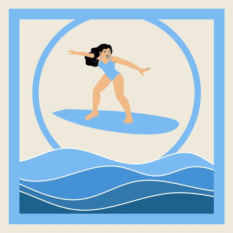 Brown surfer above the waves