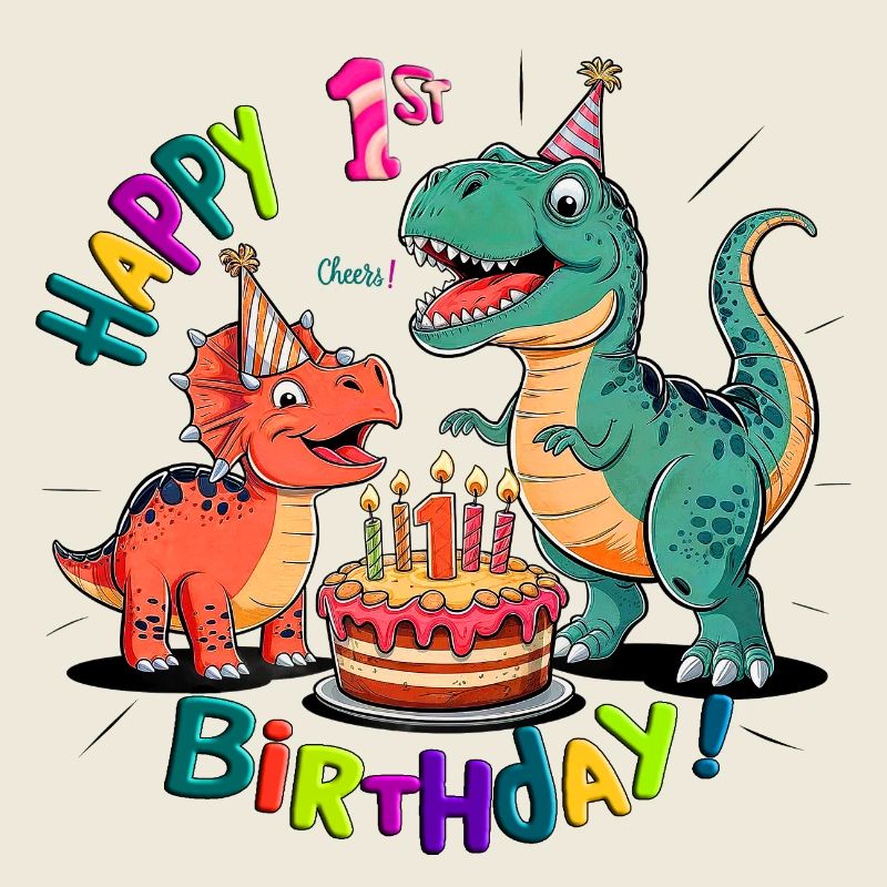Dino-Milbe Erster Geburtstag
