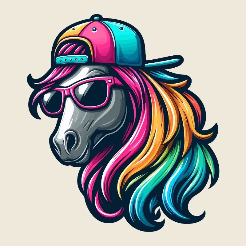Cheval cool arc-en-ciel