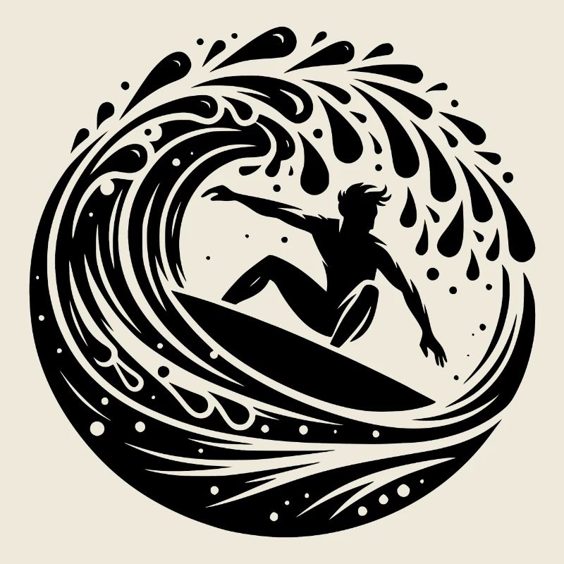 Surfeur surfant dans les vagues avec planche de surf