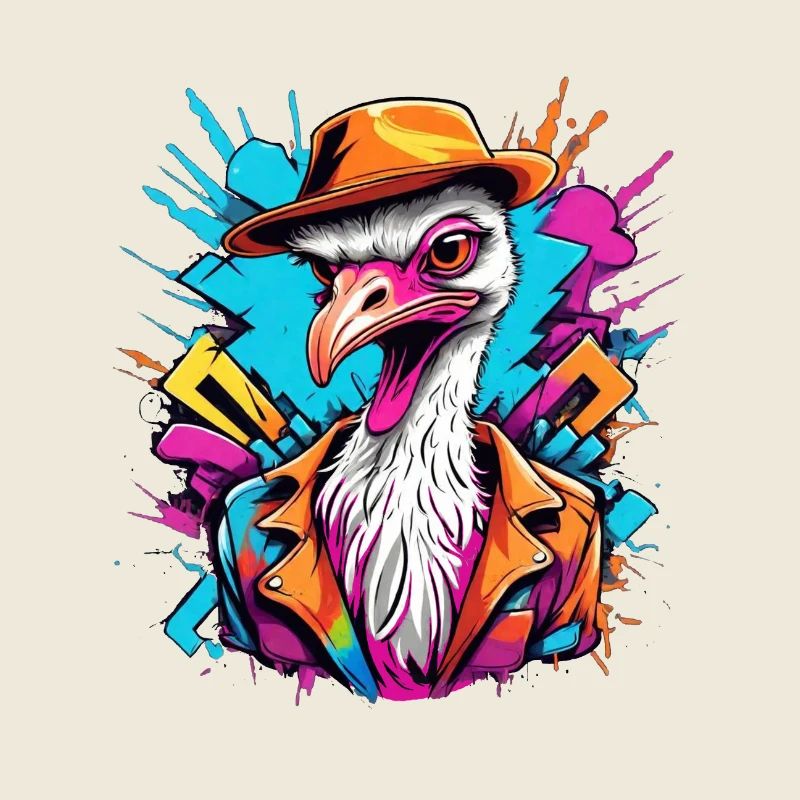 Vogel Strauß mit Hut