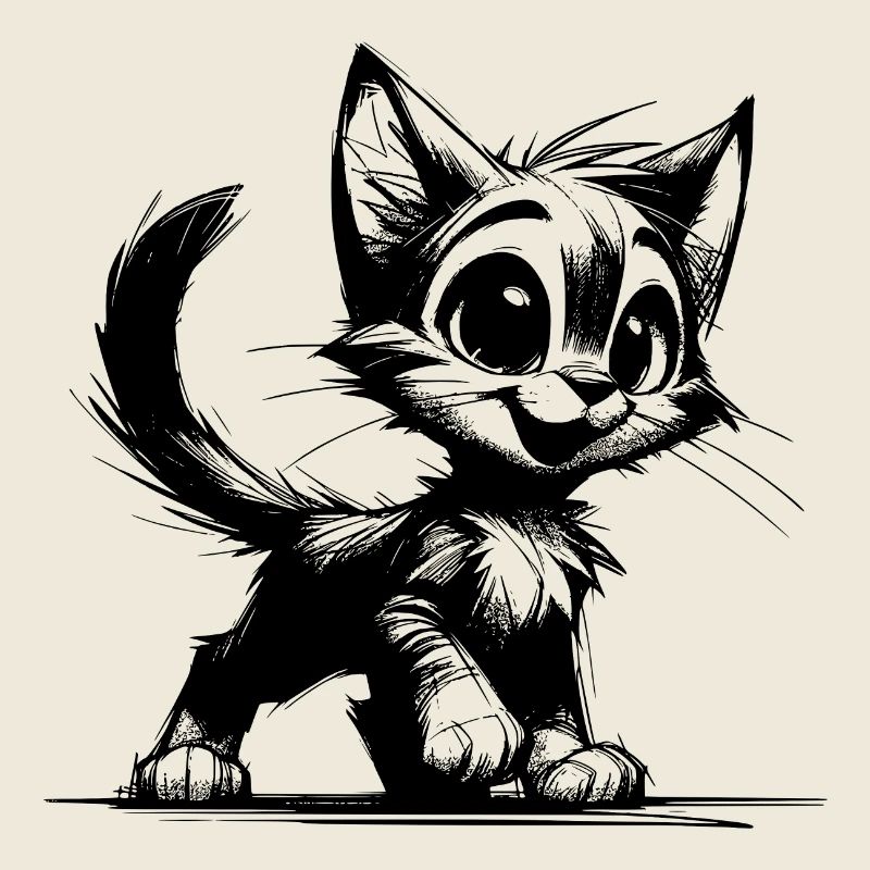 Smiling Cat House Tiger Kids Drawing