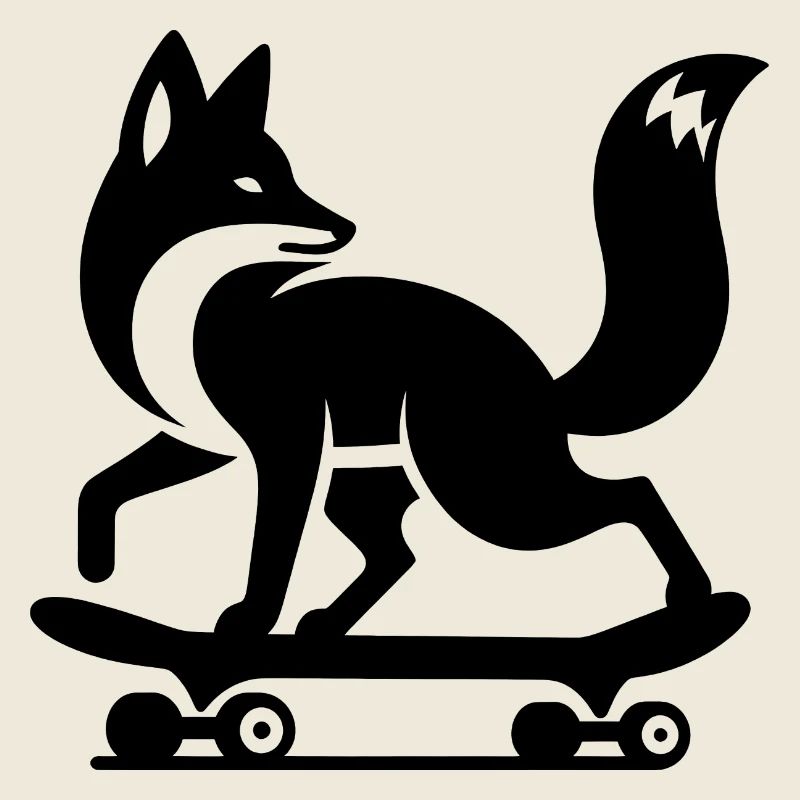 Fuchs Silhouette minimalistisch Skateboard Skater