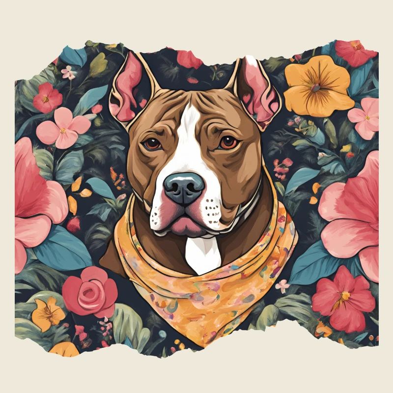 pitbull et fleurs
