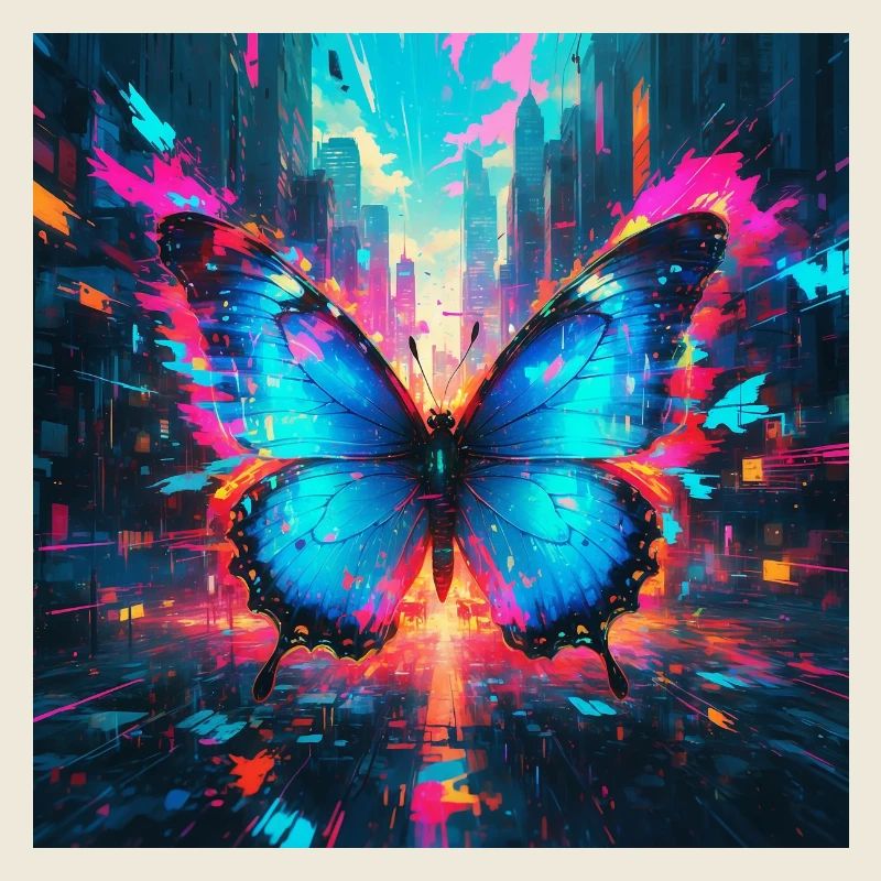 Neon Blue Morpho Butterfly
