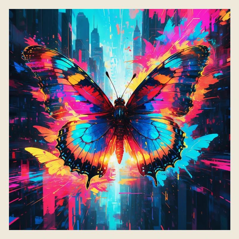 Papillon monarque néon