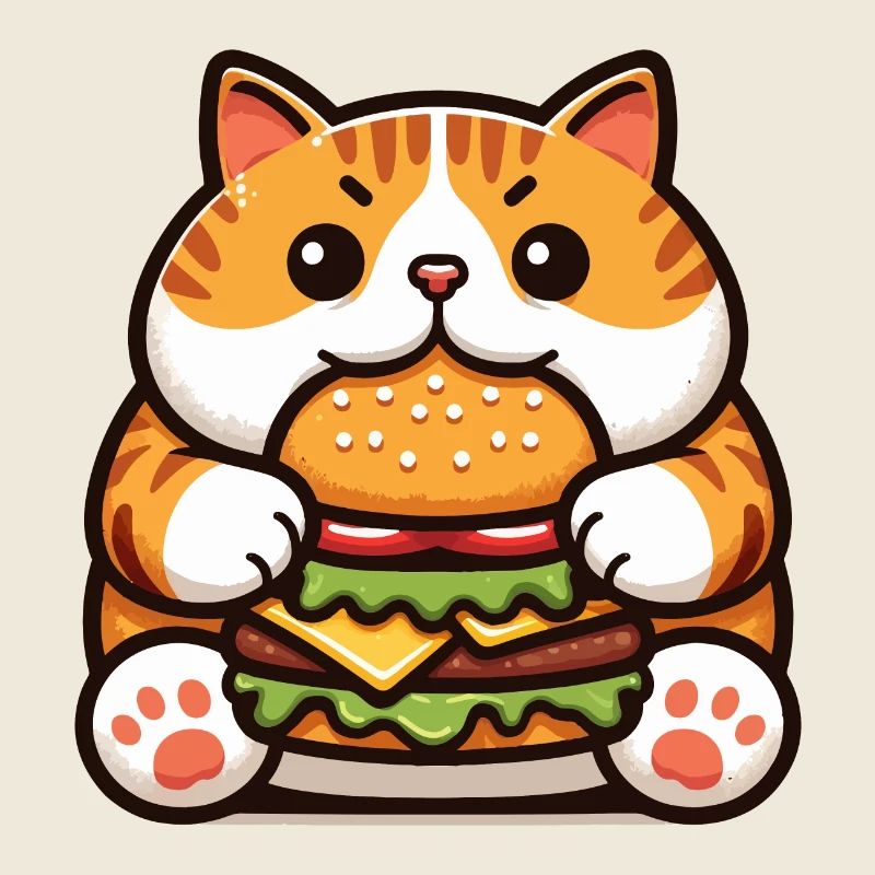 Katze isst Burger
