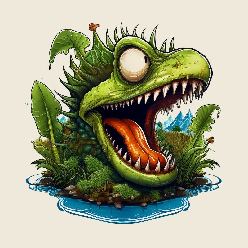 Wild angry carnivorous plant sport logo