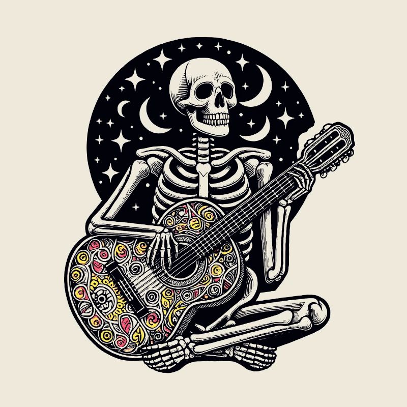 Squelette Avec Guitare - Rock'N'Roll Attitude