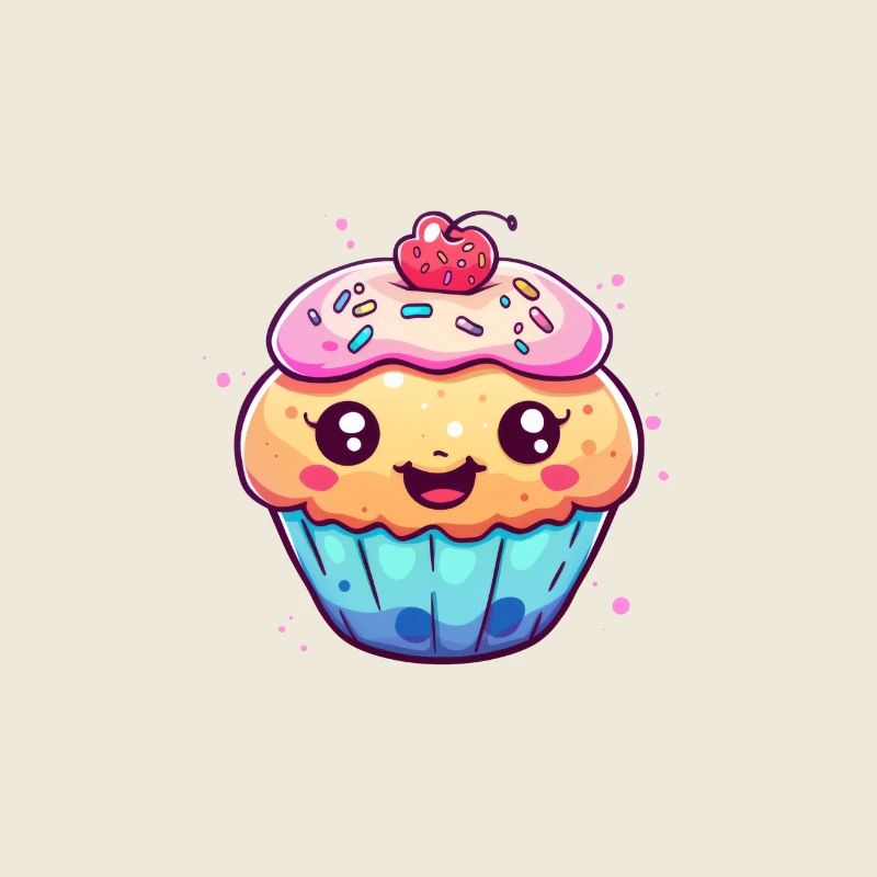 Niedlicher rosa Cupcake mit Erdbeere