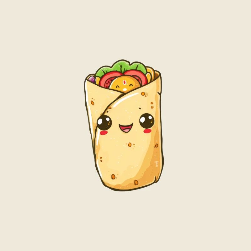 Fröhlicher Wrap Kebab mit lebhaften Farben