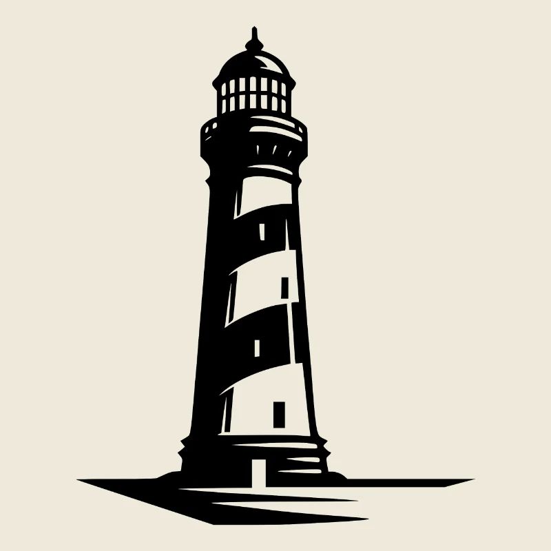 Phare rayé sur la côte