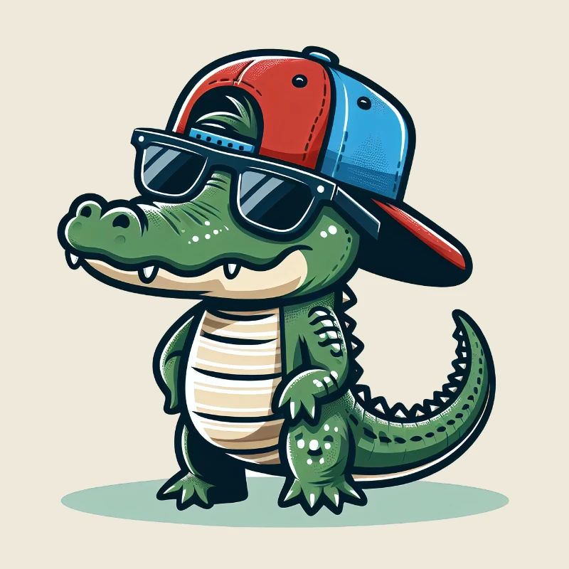 Crocodile avec Basecap et lunettes de soleil - Krokodil