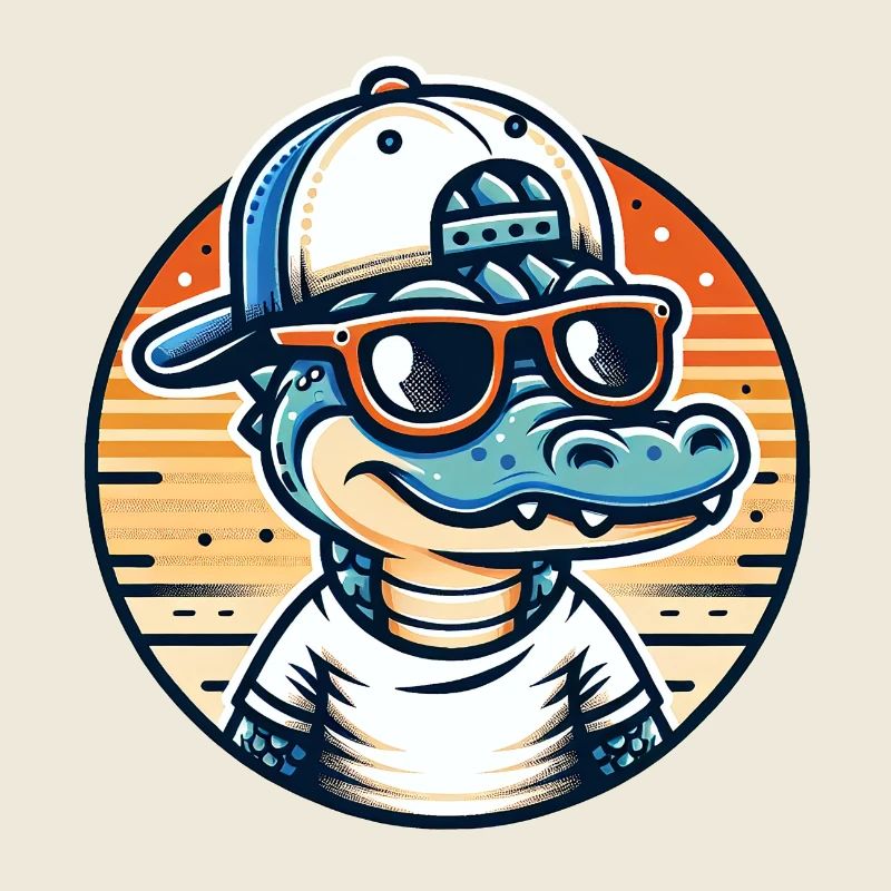 Crocodile with Basecap and Sunglasses - Krokodil