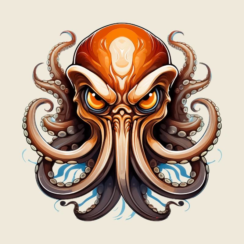 Wild angry animal octopus combative mascot