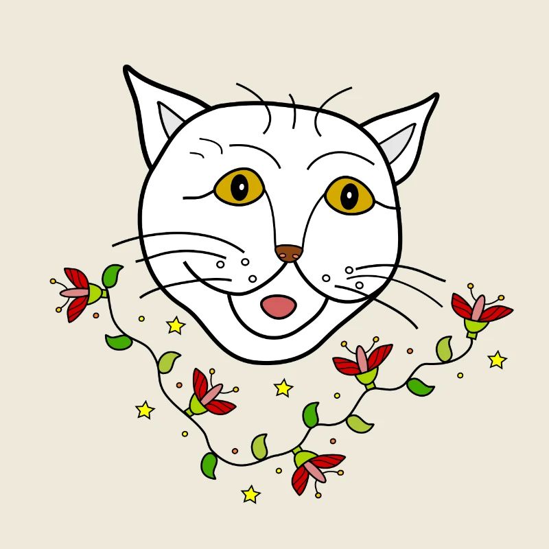 Chat à fleurs