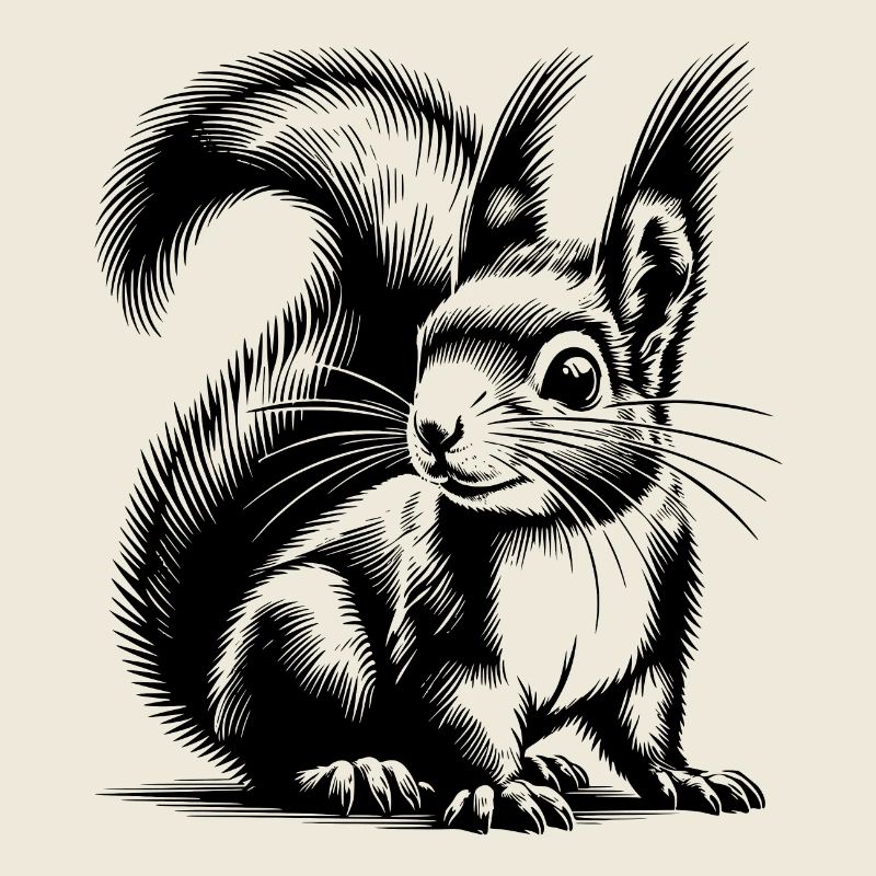 Children's Sketch Squirrel Pencil Drawing