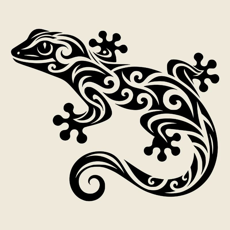 Gecko im Tribal Tattoo Tinte Style