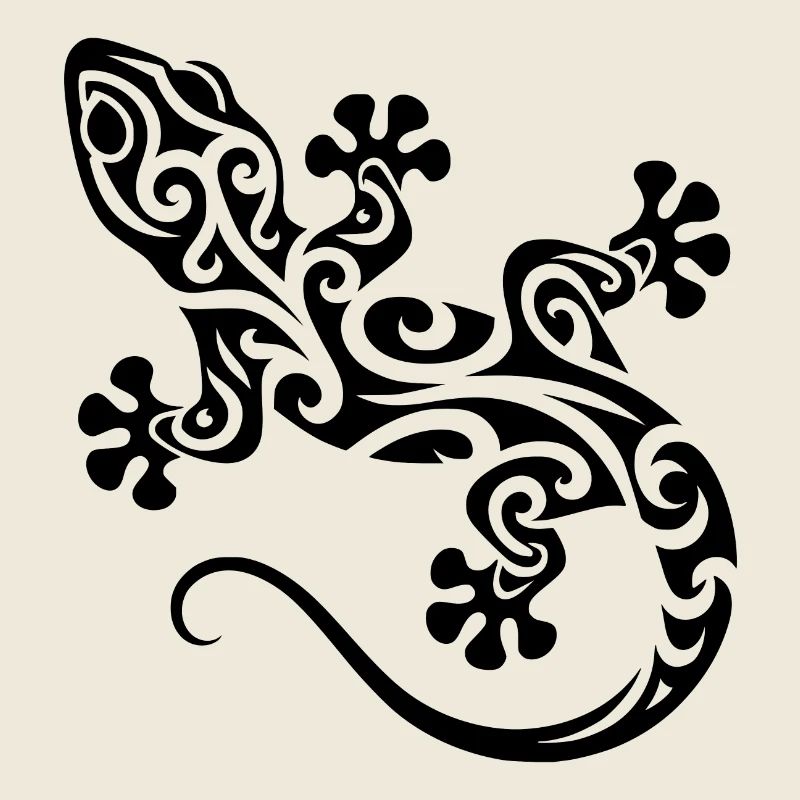 Gecko mignon dans le style d’encre de tatouage tribal
