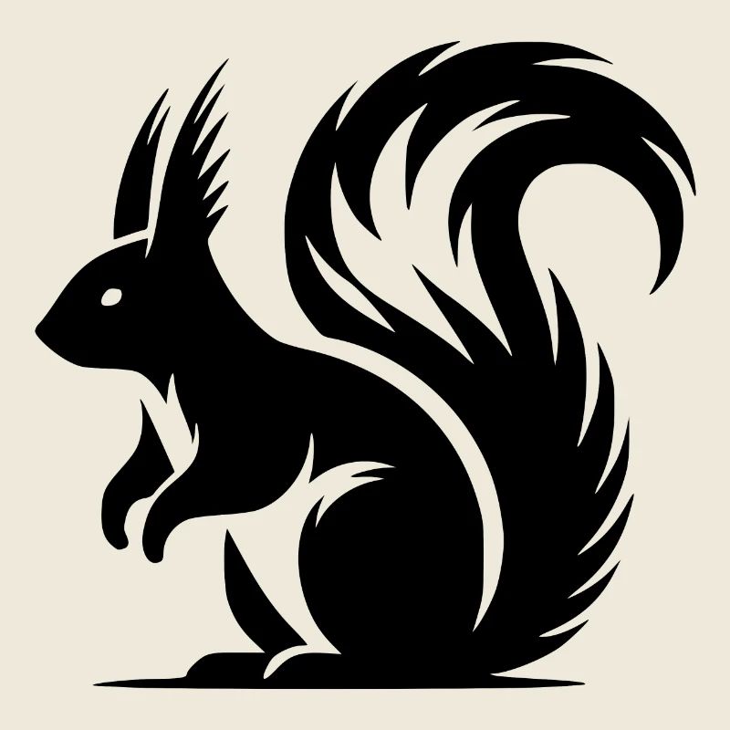 Cute Squirrel Tattoo Style Drawing