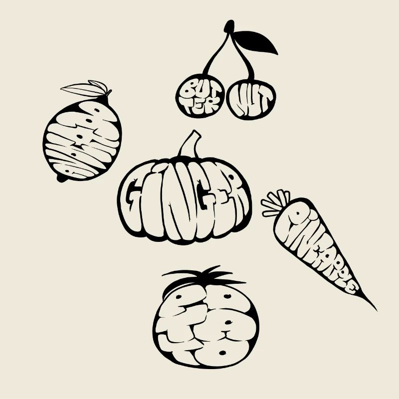 5 fruits et légumes Graff (stencil)