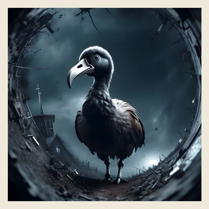 Dodo surréaliste dans un brouillard mystique
