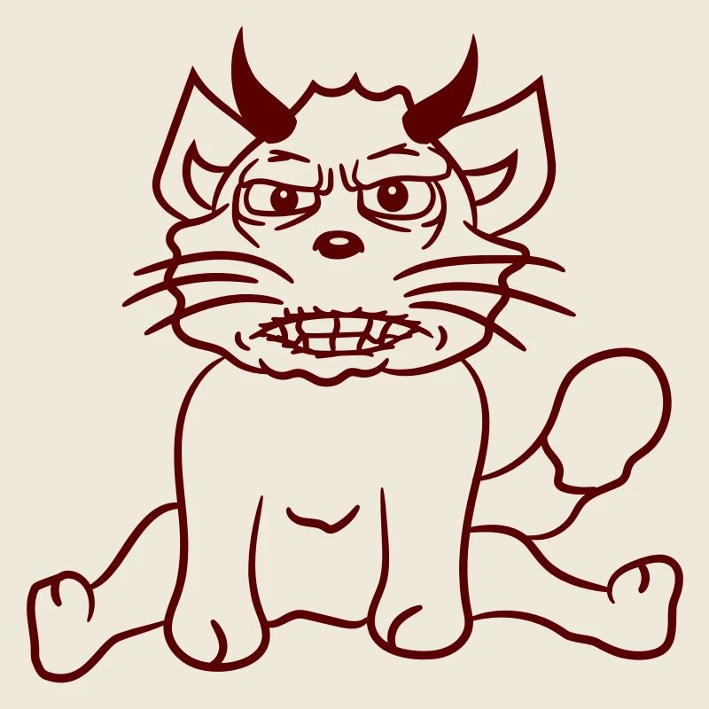 Dämon Monster Katze Halloween Horror Teufel Hörner