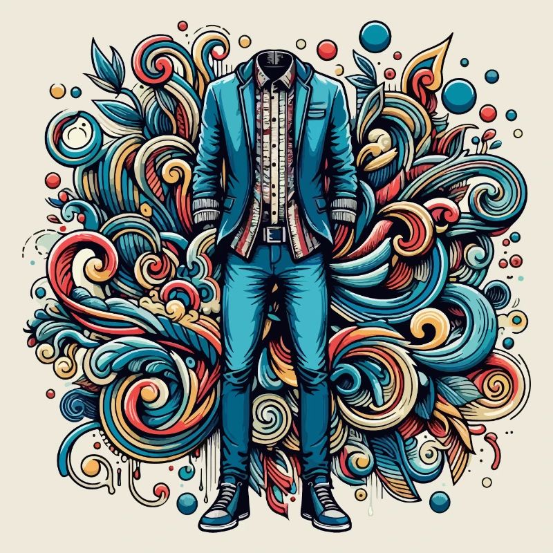 A colorful suit in an abstract world