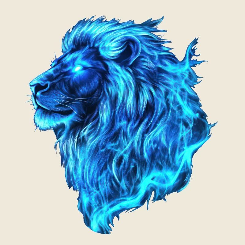 Löwe Blaue Flammen