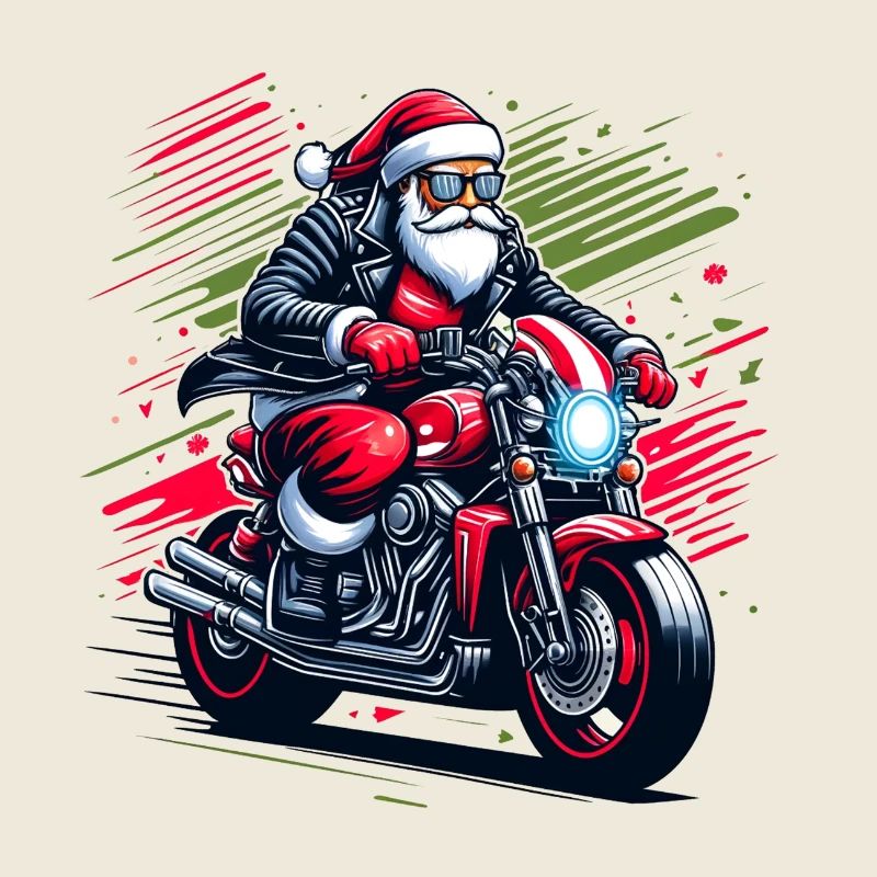 cool Père Noël sur une moto