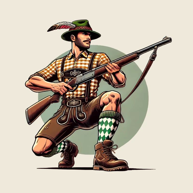 German Bavarian hunter on a driven hunt