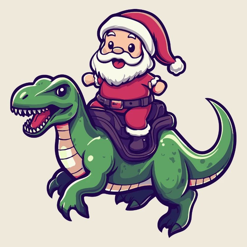 Dinosaurier T-Rex Weihnachtsmann Cartoon