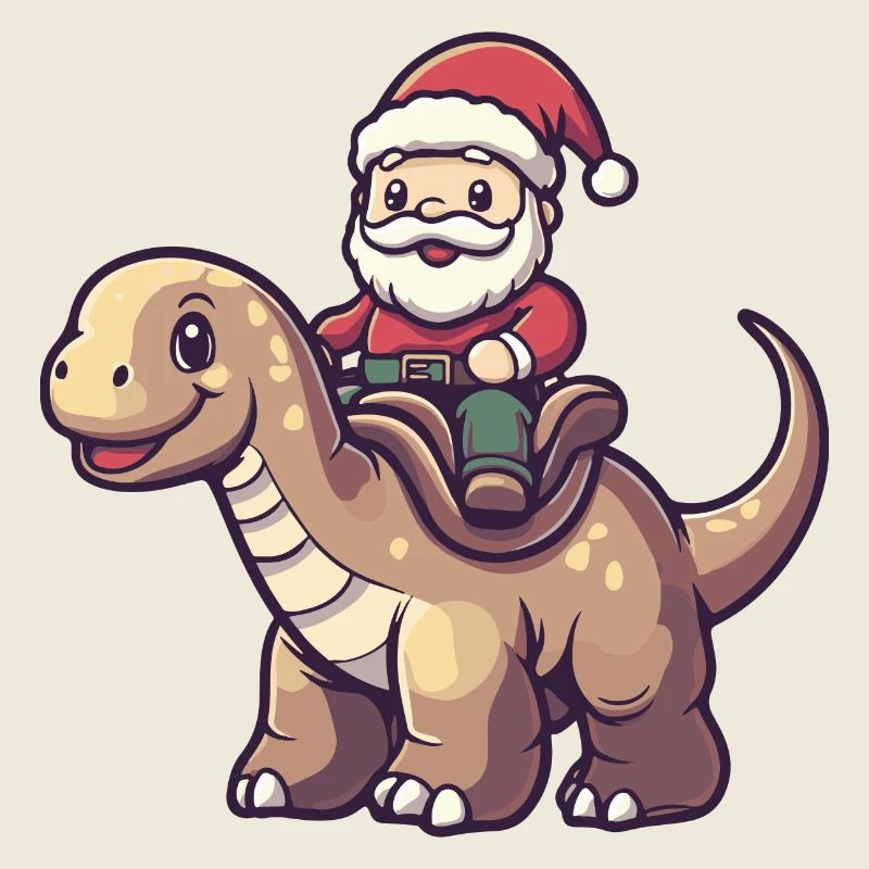 Dinosaurier brontosaurus Weihnachtsmann Cartoon