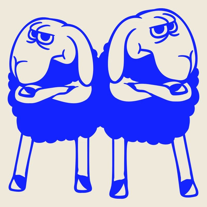 2 Schafe Verschränkte Arme Beleidigte Freunde Team