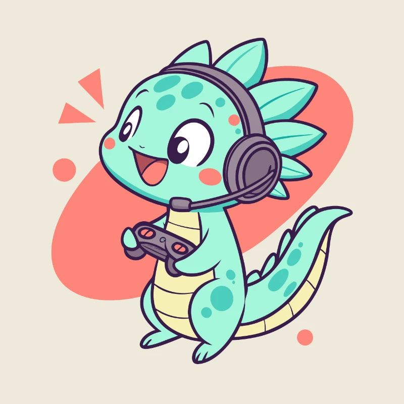 Gamer Dino - Niedlich und verspielt