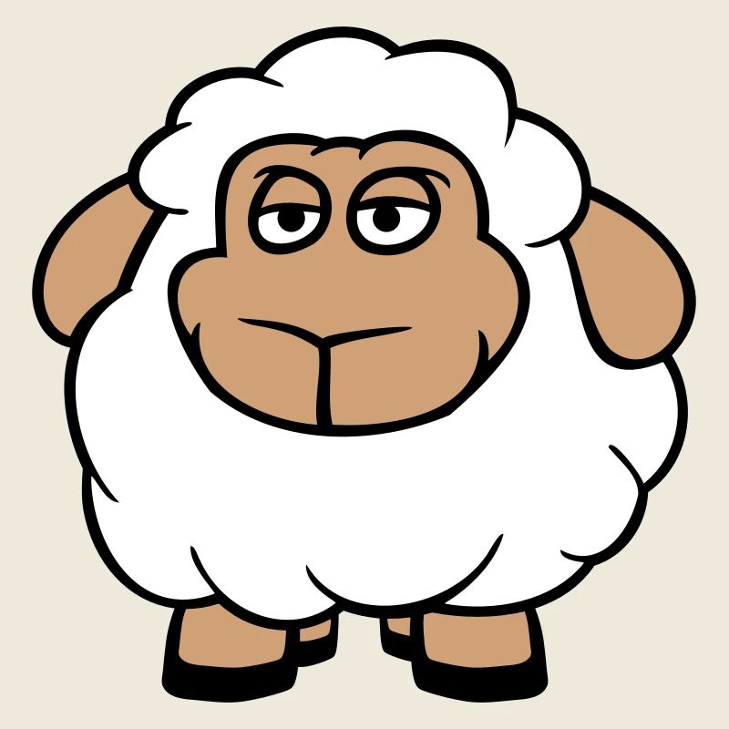 Schaf Baby Steht Gelangweilt Müde Cartoon Comic