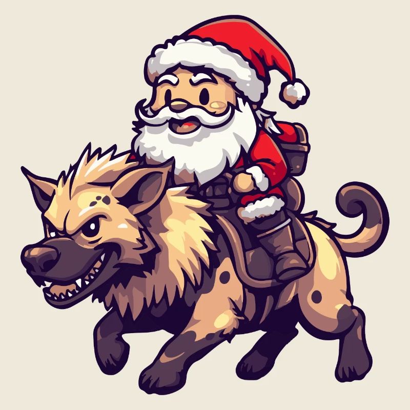 Hyäne Weihnachtsmann Cartoon