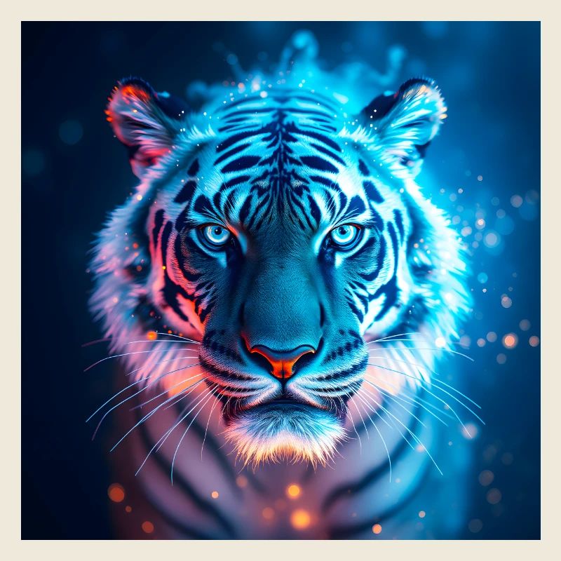 Glowing Tiger – Mystical Art in Blue