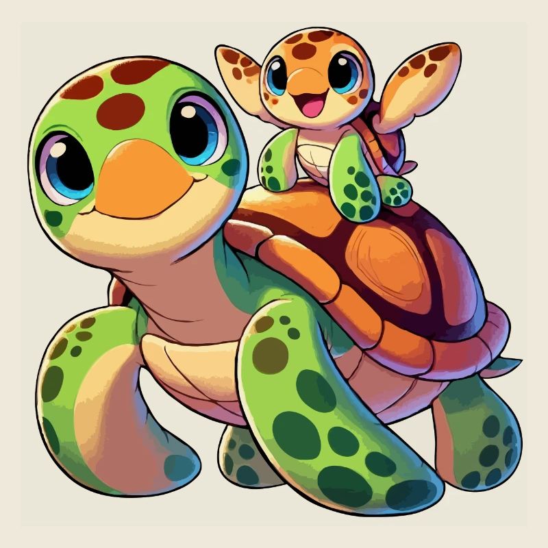 Mère tortue avec enfant
