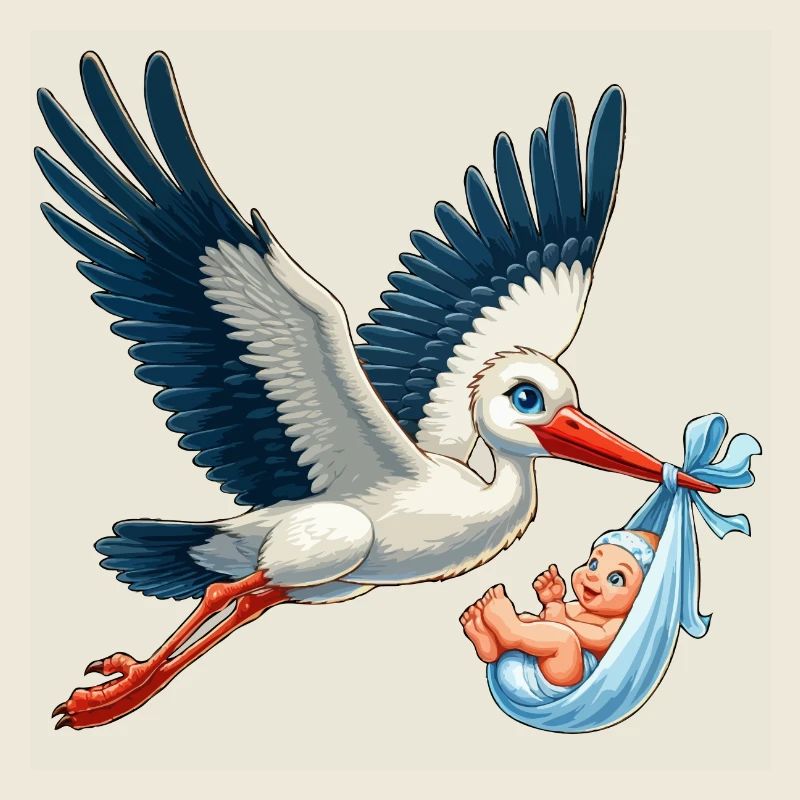 Stork with child