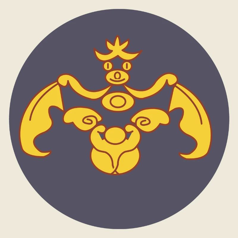 Freundliche Fledermaus oder Drache in Gelb auf dunklem Hintergrund