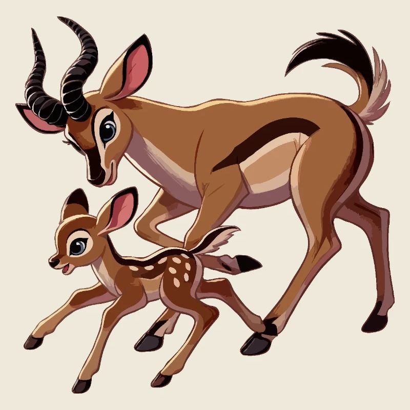 Mère antilope avec ses petits