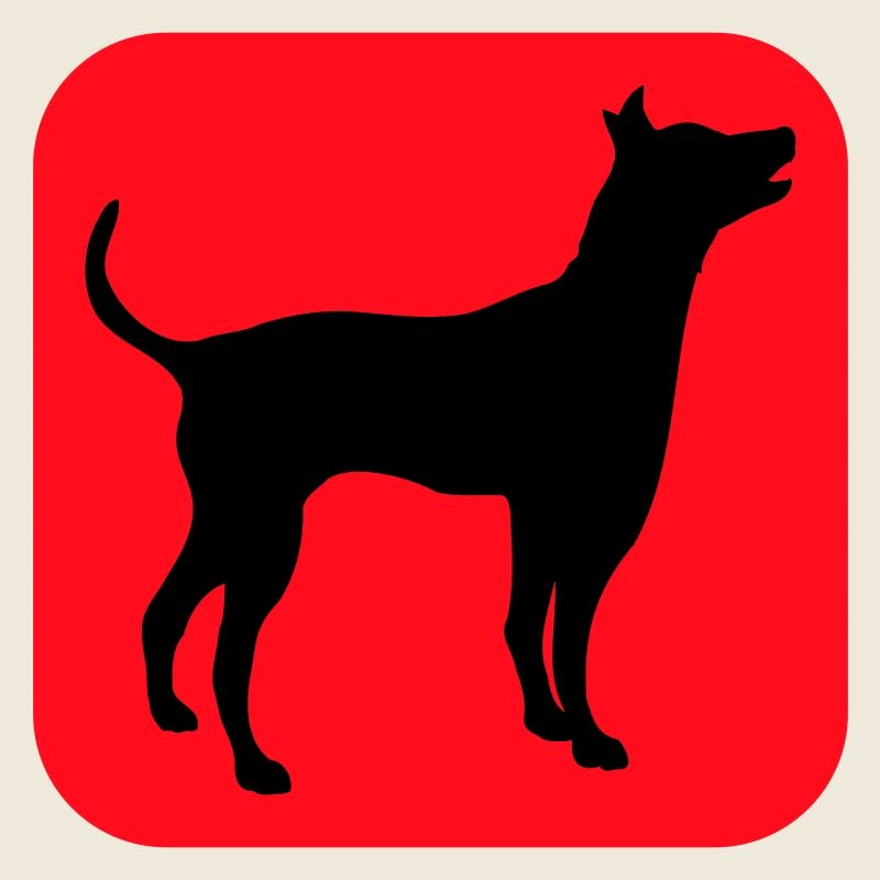 Dog Silhouette Symbol Button Logo Square Cool