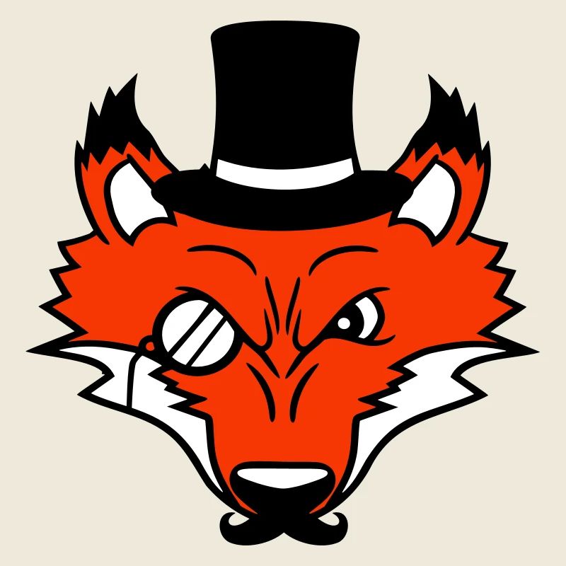 Fuchs Rotfuchs Sir Mr. Zylinder Hut Monokel Brille