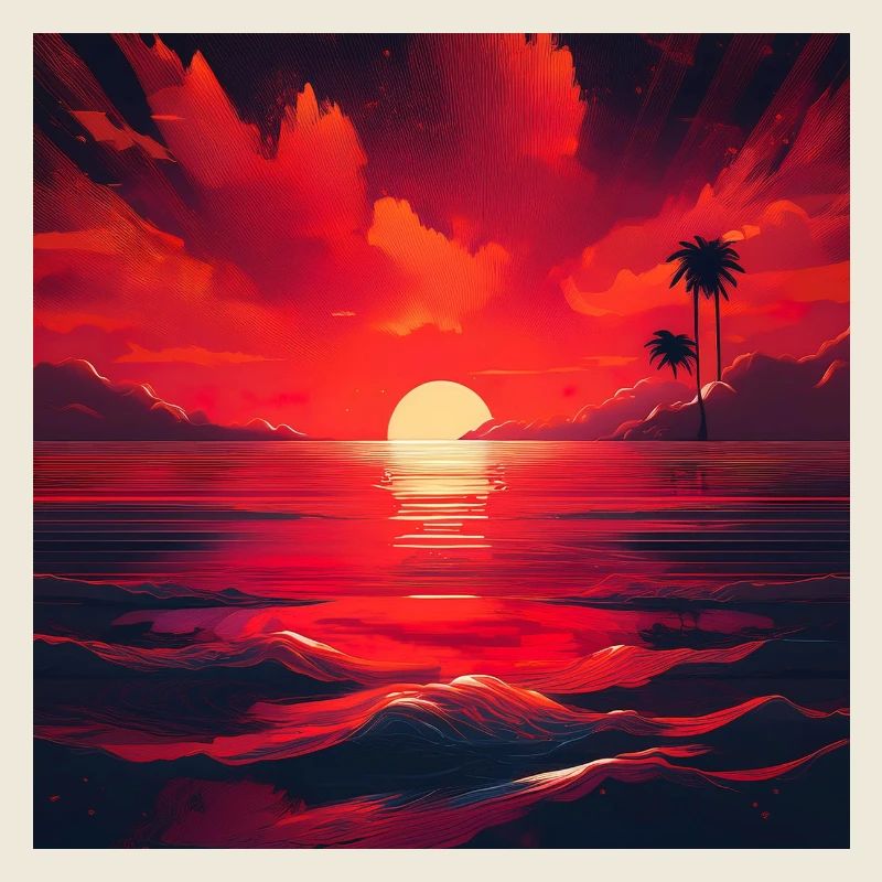 Vibrant Sunset Over Ocean Scene